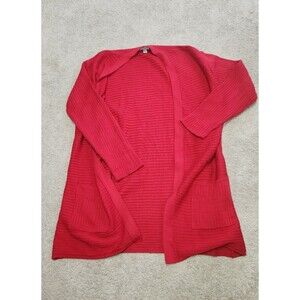 open front J Jill red cardigan
